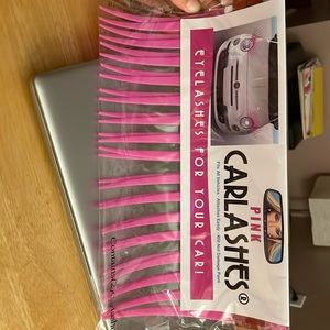 CARLASHES -2 pcs headlights car lashes PINK plastic with 3m tape sticker for car